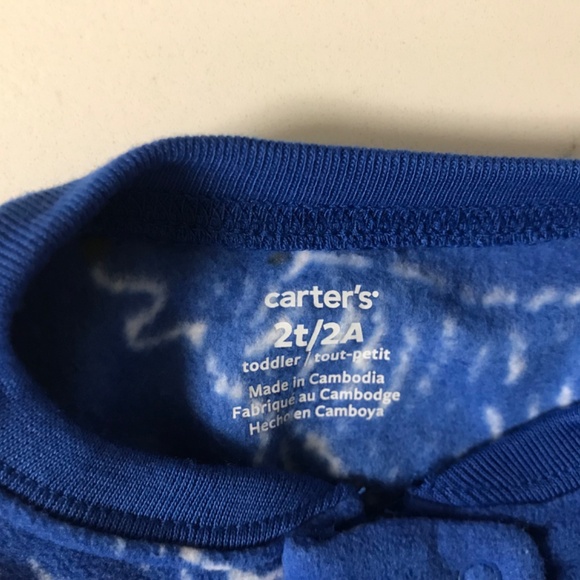 Carters 2T Toddler Sleeper Fleece Onesie With Feet NWOT Royal Blue Polar Bear - Picture 5 of 5